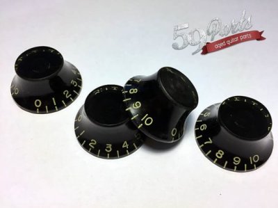 画像3: 59PARTS/SET OF 4 HAND AGED GIBSON TOP HAT BELL KOBS BLACK/ノブ/ビンテージパーツ/全国一律送料無料