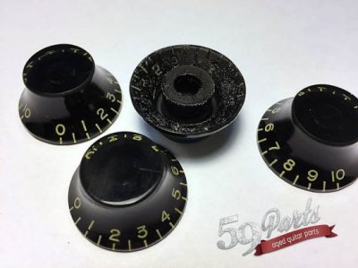 画像2: 59PARTS/SET OF 4 HAND AGED GIBSON TOP HAT BELL KOBS BLACK/ノブ/ビンテージパーツ/全国一律送料無料