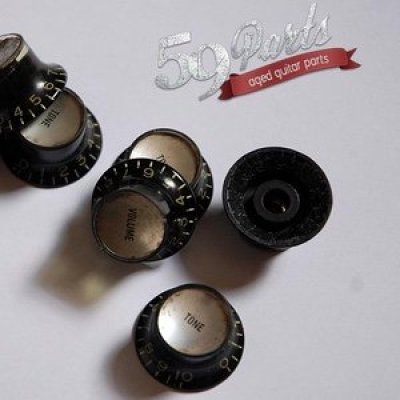 59PARTS/SET OF 4 HAND AGED TOP HAT REFLECTOR KNOBS  BLACK/SILVER/ビンテージパーツ/全国一律送料無料