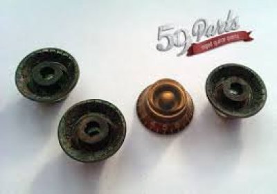 画像1: 59PARTS/SET OF 4 AGED RELIC GIBSON TOP HAT BELL KNOBS LES PAUL GOLD US SIZE/ノブ/ビンテージパーツ/全国一律送料無料