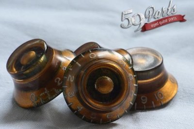 画像2: 59PARTS/SET OF 4 AGED RELIC GIBSON TOP HAT BELL KNOBS LES PAUL GOLD US SIZE/ノブ/ビンテージパーツ/全国一律送料無料