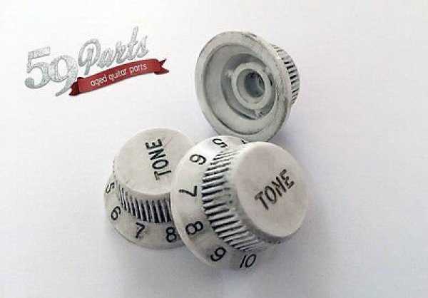 59PARTS/SET OF 3 HAND AGED FENDER NYLON KNOBS/ノブ/ビンテージパーツ/全国一律送料無料