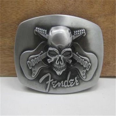 画像3: Skull Head Belt Buckle Fender Crossed Guitars/ベルト・バックル/フェンダー/全国一律送料無料