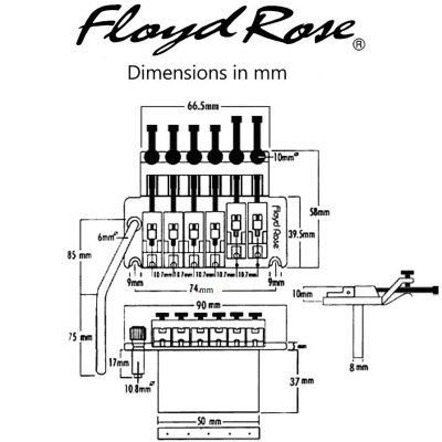 画像3: Floyd Rose FRTS1100R2 Special Series Tremolo System with R2 Nut, Burnt Chrome/サスティーンブロック37mm/フロイドローズスペシャル/R2Nat/全国一律送料無料！