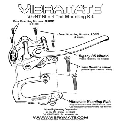 画像2: FU-Tone Vibramate V5 Short Tail Mounting Plate for Bigsby B5/ヴィブラート・テールピース/マウンティング・キット/全国一律送料無料