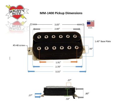 画像2: FU-Tone Mighty Mite 1400 Humbucker Pickup/ハムバッカー/カスタム ピックアップ/全国一律送料無料