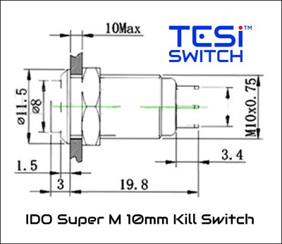 画像3: FU-Tone Tesi IDO Super M 10MM Metal Momentary Push Button Guitar Kill Switch Purple/キルスイッチ/全国一律送料無料