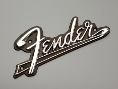 画像1: FENDR BLACK PANEL AMP LOG W/TAIL/フェンダー ブラック アンプロゴ