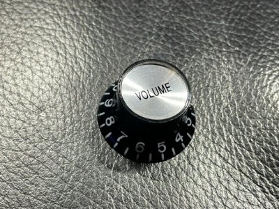 画像1:  Metric Reflector Knob Volume BK Silver Top/ミリ規格/ギブソンタイプ ハットノブ