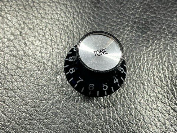 画像1: Metric Reflector Knob TONE BK Silver Top/ミリ規格/ギブソンタイプ ハットノブ (1)